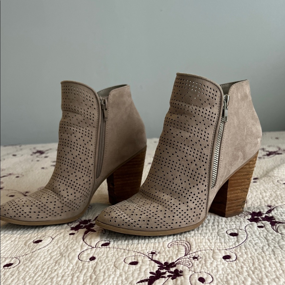 Carlos by Carlos Santana Taupe Perforated Ankle Booties